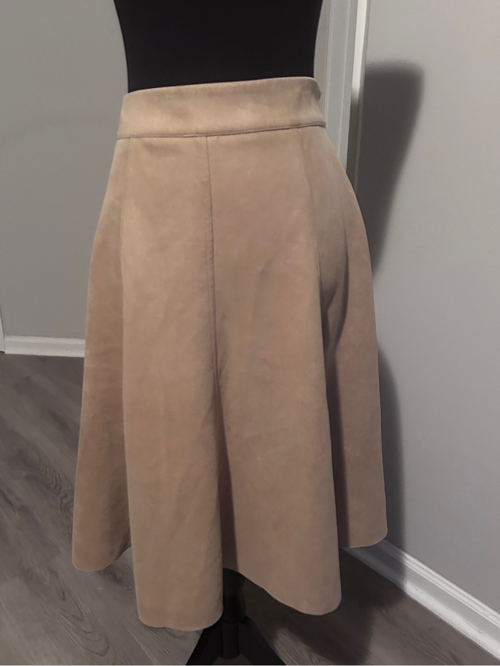 Mystree Tan Faux Suede Circle Skirt | Boho Minimalist Coquette